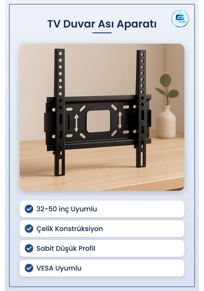 Tv Askı Aparatı Sabit Duvar Askısı İla 50 İnç İle 127 Cm Led Lcd