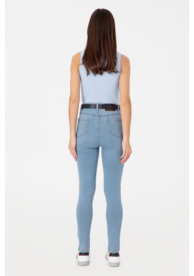 U.S. Polo Assn. Kadın Açık Mavi Skinny High Waist Fit Pantolon 50307834-DN0013