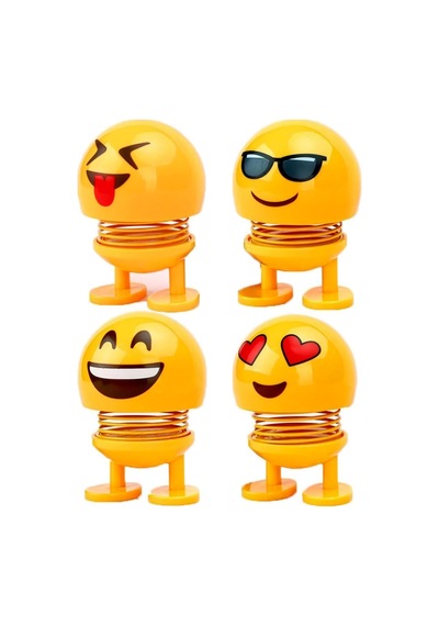 Emoji Smile Zıp Zıp Kafalar Mini Gülen Yüzler Araç Torpido & Masaüstü Süsü 6'lı Oyuncak Seti
