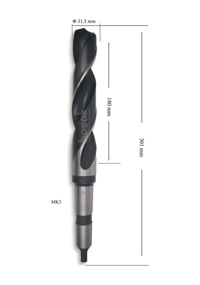 MTE 31,5 mm Mors Konik Saplı Matkap Ucu HSS (DIN 345)