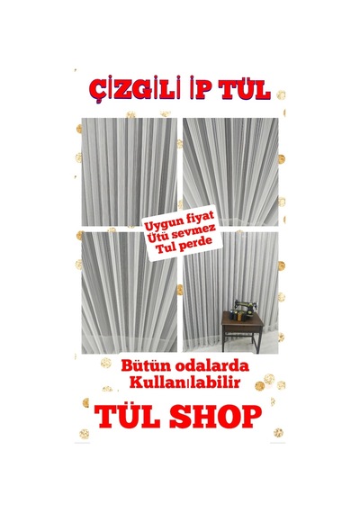 Tül Perde Çizgili Sade Ve Spor Dökümlü Pile Duruşuyla (307535162)