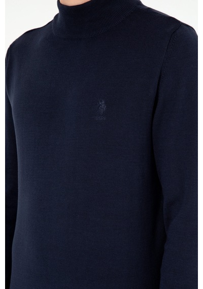 U.S. Polo Assn. Erkek Slim Fit Yarım Boğazlı Lacivert Basic Kazak 50288887-VR033
