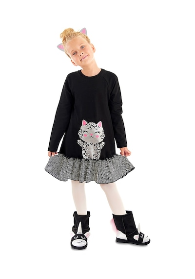 Denokids Gümüş Leopar Kız Çocuk Siyah Elbise Siyah Denokids Gümüş Leopar Kız Çocuk Siyah Elbise Siyah