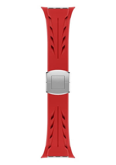 Apple Uyumlu Watch Ultra 49mm Krd-127 Metal Tokalı Silikon Kordon-kırmızı,