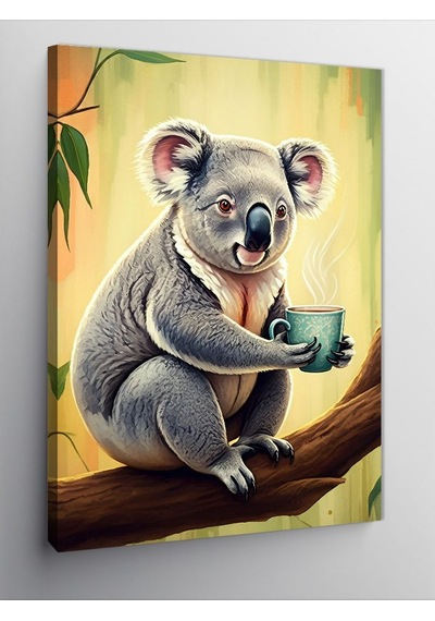 Kanvas Tablo Koala Çay Molası 70cmx100cm