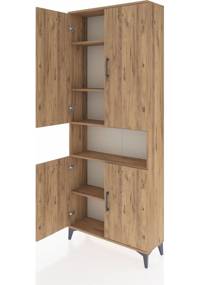 Arges Dolap 5 Raflı 4 Kapaklı 88x30x221 Çam-çam Çam