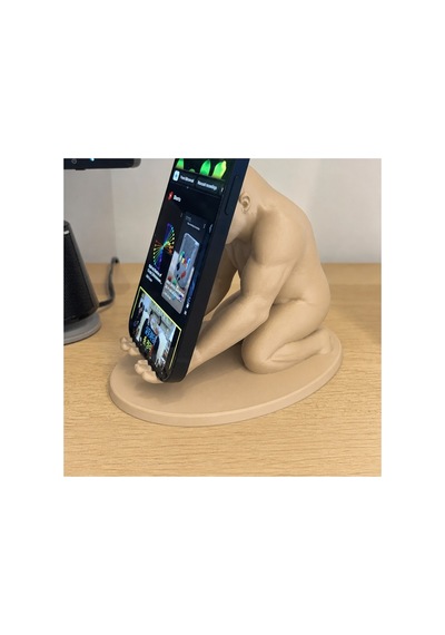 Alvera Goril Telefon Tutucu 3d Baskı Kaslı Goril Masaüstü Telefon Standı-bej