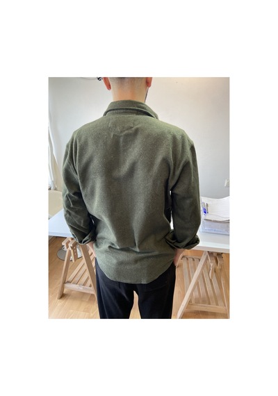 Cool Tarz Haki Erkek Slim Fit Çift Cep Kapaklı Oduncu Gömlek Haki Haki