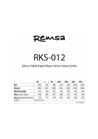 Remsa Mayo Şalvar Erkek Kapri Mayo Deniz Havuz Şortu Rks-012 Lacivert