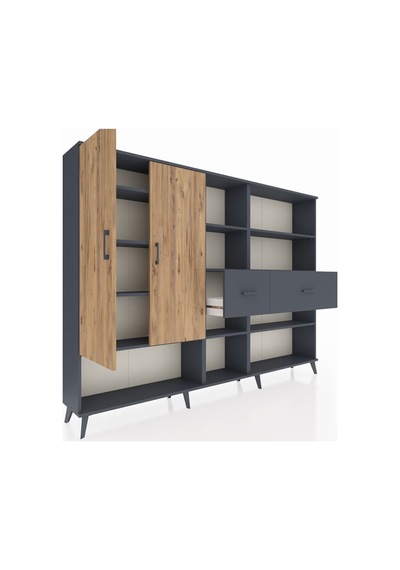 Arges Dolap 10 Raflı 2 Çekmeceli 2 Kapaklı 220x30x163 Antrasit-çam/antrasit Atlas Çam/antrasıt - Antrasıt Arges Dolap 10 Raflı 2 Çekmeceli 2 Kapaklı 220x30x163 Antrasit-çam/antrasit Atlas Çam/antrasıt - Antrasıt