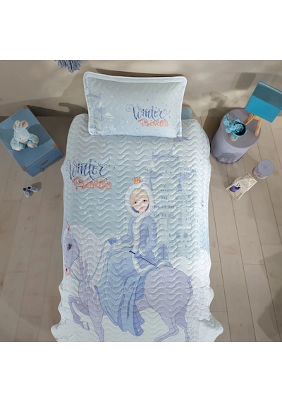 Clasy Ranforce %100 Pamuk Tek Kişilik Yatak Örtüsü Winter Princess V1 Turkuaz