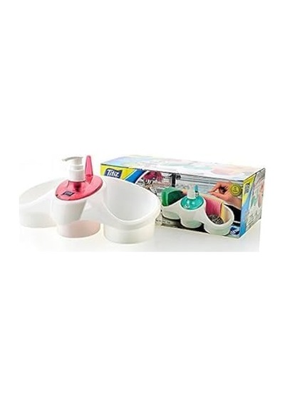 Titiz Tidy Sıvı Sabunluk Ve Süngerlik Organizatör - Lavabo Düzenleyici Mutfak Seti 000 Açık Krem