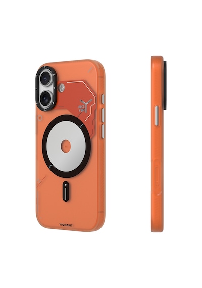 Apple Uyumlu iPhone 17  Kılıf M-safe Şarj Özellikli Disk Desenli Youngkit Disc Battle Kapak Turuncu Turuncu