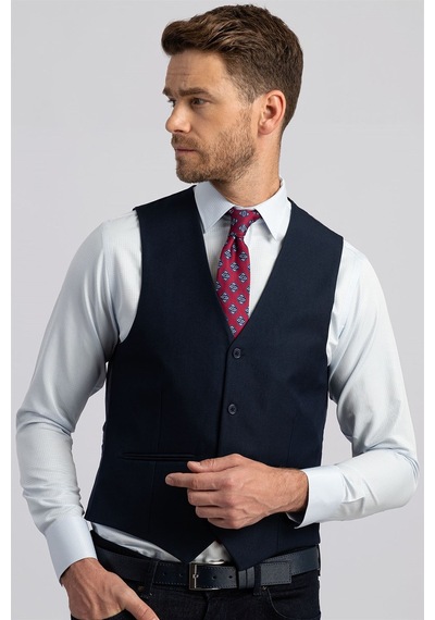 Tudors Slim Fit Dar Kesim Düz Cepli Erkek Yelek-3351