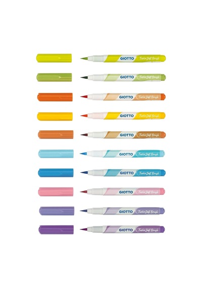 Turbo Soft Brush, Fırça Uçlu Markör, Suda Çözünür, 10 Pastel Renk