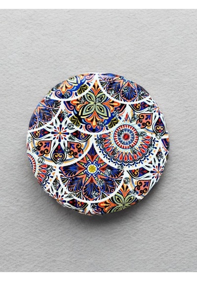 Işıltılı Karışık Desenli Çift Taraflı Yuvarlak Cep Çanta Makyaj Aynası 7cm Çap Kod:20 Çok Renkli