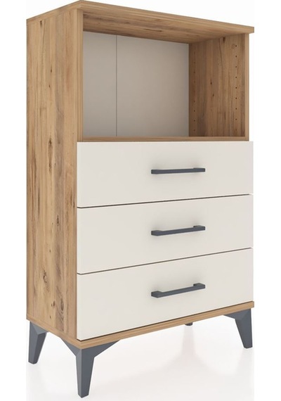 Arges Komodin Tek Raflı 3 Çekmeceli 60x30x96 Çam-aytaşı Atlas Çam