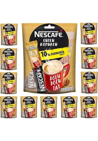Nescafe 3ü 1 Arada Sütlü Köpüklü Kahve 17.4g 10lu X 12 Paket