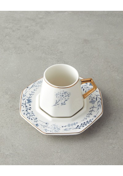 English Home Dreampetal New Bone China 12 Parça 6 Kişilik Kahve Fincan Takımı 80 Ml Mavi Mavi