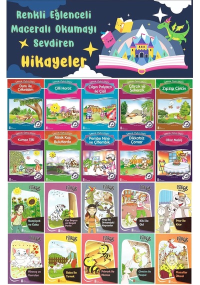 2.sınıf Renkli Eğlenceli Maceralı Okumayı Sevdiren Hikayeler 20 Kitap