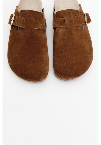 Luvishoes Gons Taba Süet Deri Kadın Terlik Taba