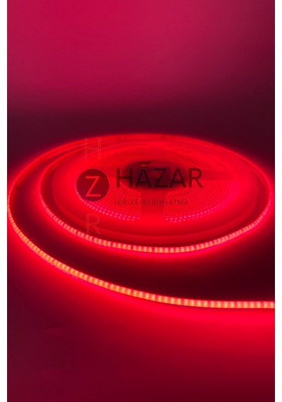 12 Volt 3mm 400 Ledli İnce Esnek Cob Şerit Led Kırmızı Ip20 5 Metre