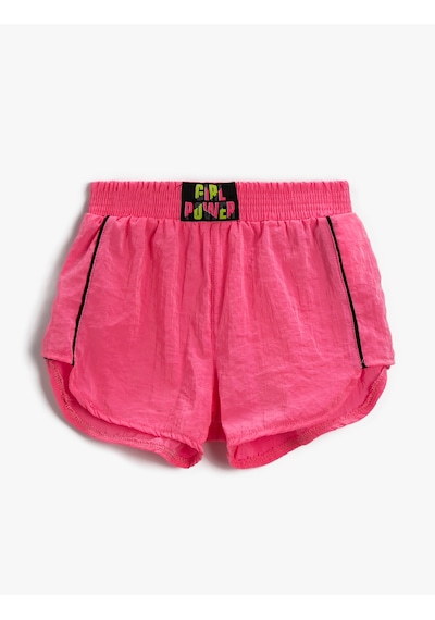 Koton Mini Şort Şerit Detaylı Beli Lastikli Neon Pembe 2skg40102aw Neon Pembe