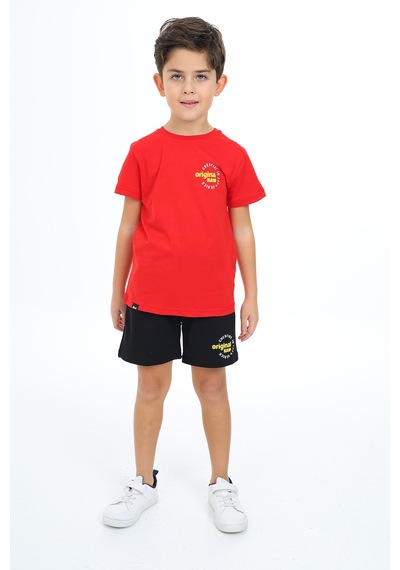 Toontoy Kids Toontoy Erkek Çocuk Baskılı Şortlu Takım Kırmızı