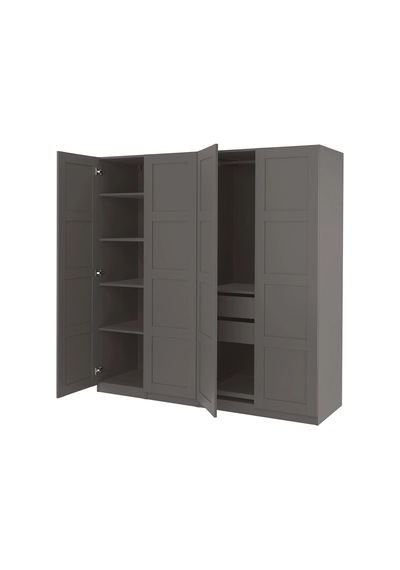 Ikea Koyu Gri Modern Kapaklı Gardırop 200x60x201 Cm