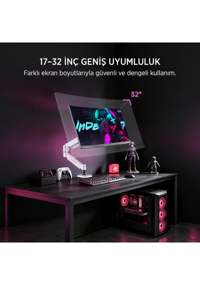 James Donkey Mr20 17 -32 Amortisörlü Tekli Monitör Standı Beyaz