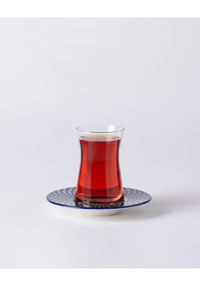 Madame Coco Luxe Aimon 6'lı Çay Tabağı Seti - Mavi/beyaz 8684427297933 Çok Renkli