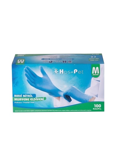 Haspet Pudrasız Mavi Nitril Muayene Eldiveni Medium 2'li Ekonomik Paket - 2 Adet Tarı