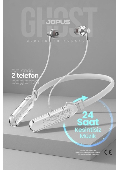 Tr Ghost Boyun Askılı Hd Ses Kaliteli Ses Değiştirme Modlu V5.3 Kablolu Bluetooth Kulaklık Gri, 058596