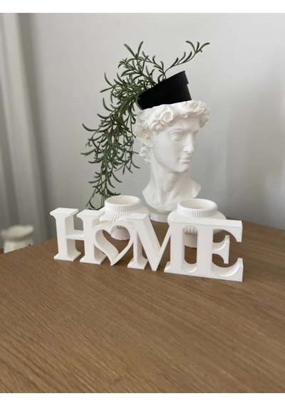 Home Yazılı Dekoratif Biblo - 22x6 Cm, 3d Baskı Masaüstü Dekor, Minimalist Ve Şık Tasarım