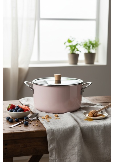Akayev Emaye 23 Cm Pro Kızartma Ve Yoğurt Tenceresi Pembe