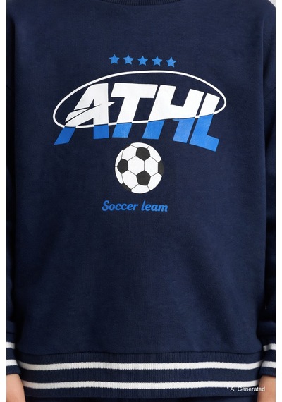 Defacto Oversize Futbol Baskılı Kalın Sweatshirt Erkek Bebek I0652a526cwnv256 Lacivert-nv256