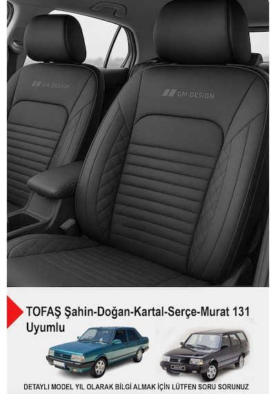 İstanbul Serisi Deri Oto Koltuk Kılıfı Tofaş Kartal-şahin-doğan-serçe-tempra Uyumlu Siyah