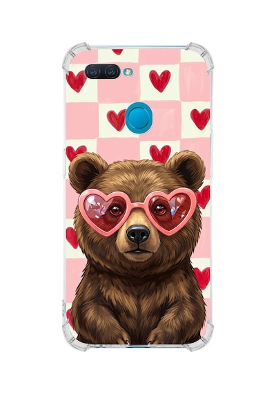 Printify Oppo A12 İle Uyumlu Pembe Pötikare Serisi Kocaman Sevgi Tasarımlı Uv Baskılı Köşe Korumalı Antişok Kılıf Şeffaf