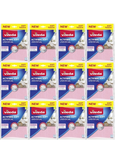 Vileda Actifibre Soft Universal New Soft Touch Paket İçi 2li 12li Beyaz - Pembe