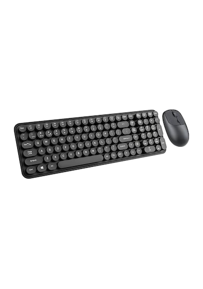 Polham 2.4ghz Kablosuz Retro Klavye Ve Mouse Seti, Tak Çalıştır Tüm Cihazlara Uyumlu Klavye Mouse Seti Lazer