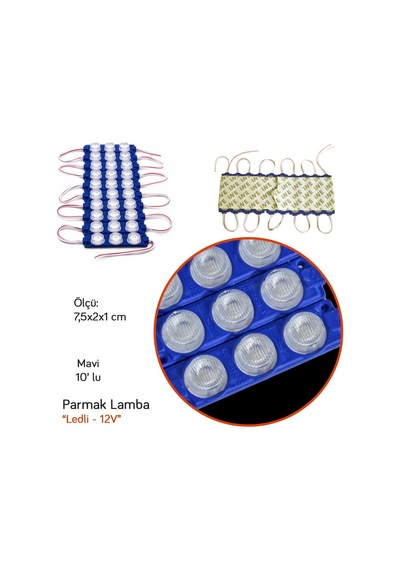 Nyf Benmax 12v Parmak Lamba Modül Led 3 Lü Mavi 10 Lu Bx12 047