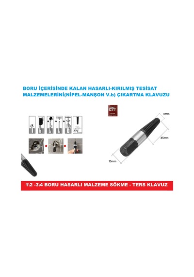 Ters Kılavuz Boru 1-2 - 3-4 İçi Kırılan Hasarlı Nipel V.B Parça