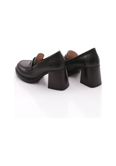 Dgn 361 Kadın Topuklu Loafer Ayakkabı Siyah