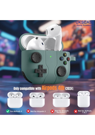 Ukscase Apple Uyumlu AirPods 4 Nesil 2024 Oyun Kolu Tasarımlı Silikon Kılıf 5