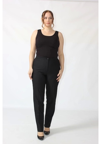 Moda Berray 2555 Gizli Cep Modeline Sahip Büyük Beden Pantolon Siyah Siyah