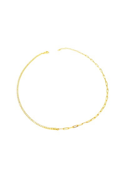 Yarısı Suyolu Yarısı İtalyan Zincirli Gümüş Choker Kolye Rose Gold