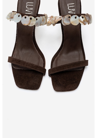 Luvishoes Arund Kahverengi Süet Hakiki Deri Sedef Pul Aksesuarlı Kadın İnce Topuklu Terlik Luvishoes Arund Kahverengi Süet Hakiki Deri Sedef Pul Aksesuarlı Kadın İnce Topuklu Terlik