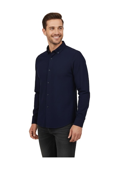 Advante Erkek Spor Slim Fit Uzun Kol Petek Fitilli Gömlek Bgl-st04824 Lacivert