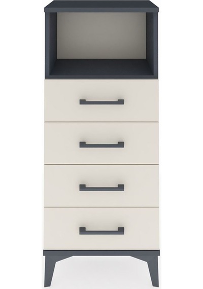 Arges Komodin Tek Raflı 4 Çekmeceli 44x30x106 Antrasit-aytaşı Antrasit