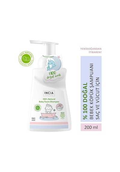 Incıa Bebekler İçin Doğal Saç Ve Vücut Köpük Şampuan 200 Ml INC-000063